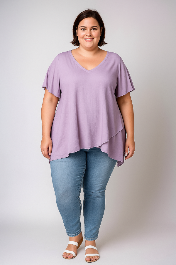 P01P Overlap top Plus size pdf pattern XS-3XL (A4,A3,A0), Eng & Afr