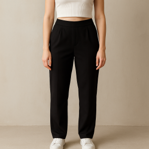 P05S Lollie - Broek met band voor en rek agter pdf patroon Standaard S-4XL (A4, A3, A0) Afr & Eng. Geweefde stowwe