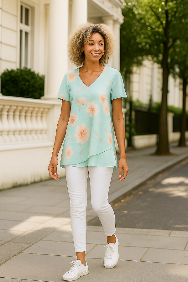 P30S Tralala Top met kort en 3/4 moue, pdf pattern Standard sizes S-4XL (A4, A3, A0) Eng. & Afr & French. Geweefde stowwe. - Image 2