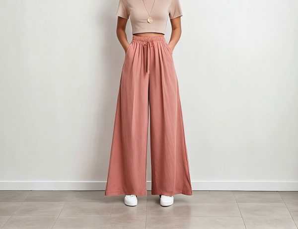 P40S Palazzo broek met rek en sakke pdf patroon / Palazzo pants with elastic waistband pdf pattern Standard sizes S-4XL (A4, A3, A0) Afr. & Eng.Geweefde stowwe.
