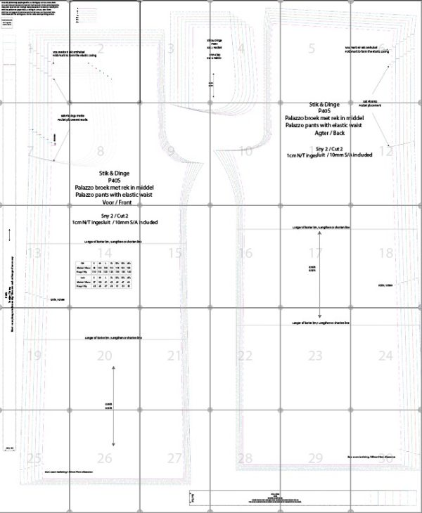 P004 Palazzo pants with elastic waistband pdf pattern Standard sizes S-4XL (A4, A3, A0) Afr. & Eng.Geweefde stowwe. - Image 4