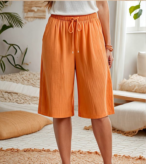 P45S Linne Kort- & Knie lengte Broek pdf patroon / Linen Shorts & Knee Length Pants pdf pattern S-4XL Standard sizes (A4, A3, A0) Eng. & Afr. Geweefde stowwe.