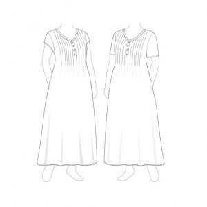 P53S Ria pdf patroon /pattern, Lang lengte rok met 2 soorte moue, “tucks” en synaat sakke. Groottes standaard XS-4XL  (A0,A3,A4) Afr. & Eng. Geweefde stowwe.