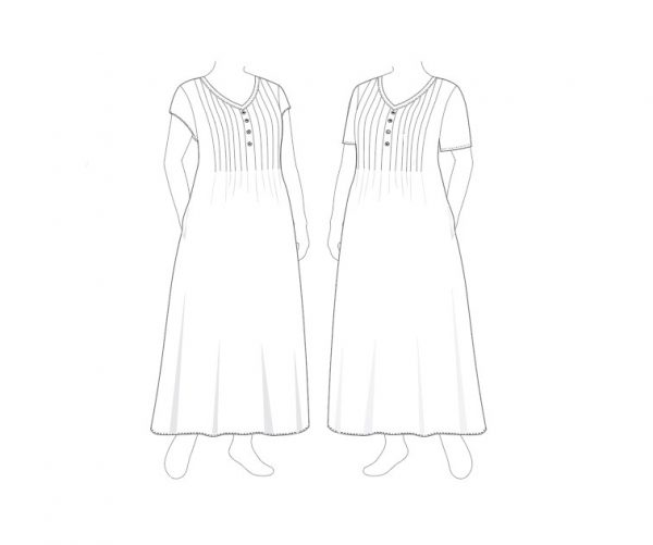 P53S Ria pdf patroon /pattern, Lang lengte rok met 2 soorte moue, “tucks” en synaat sakke. Groottes standaard XS-4XL  (A0,A3,A4) Afr. & Eng. Geweefde stowwe.