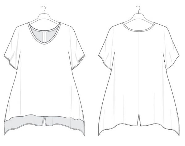 P65S Tina Dolman Sleeve Top pdf Patroon, Groottes S-5XL Afr. & Eng. Formate A0, A3, A4. - Image 3