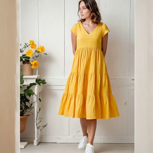 P82S Aniki - Rok met Bane / Tiered Dress Pdf Patroon, Formate: A0,A3,A4, Instructions: Afr. & Eng Sizes: S-5XL