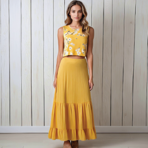 P67S Nina – 3-Baan-Romp pdf Patroon / 3-Tiered Skirt, Sizes XS – 3XL, Formate A0,A3,A4, Afr. & Eng.