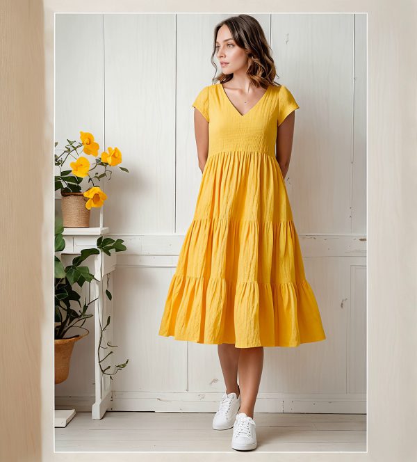 P82S Aniki - Rok met Bane / Tiered Dress Pdf Patroon, Formate: A0,A3,A4, Instructions: Afr. & Eng Sizes: S-5XL