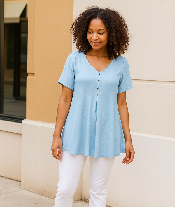 P49S Daisy Tunic top pdf sewing pattern Sizes S-4XL Formats A0,A4,A3, Eng & Afr
