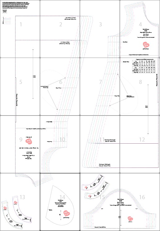 D100 A-Lyn Rok met Sakke pdf patroon, Standaard groottes S-4XL, A0,A3,A4,Letter size Eng & Afr. - Image 3