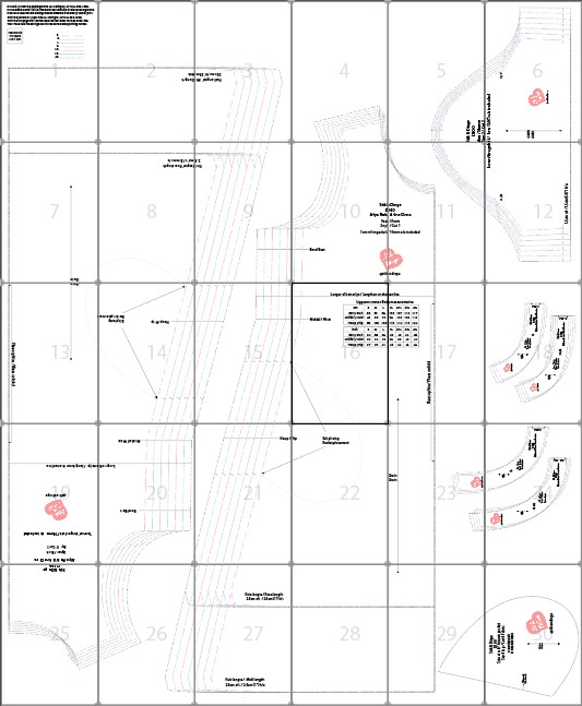 D100 A-Lyn Rok met Sakke pdf patroon, Standaard groottes S-4XL, A0,A3,A4,Letter size Eng & Afr. - Image 4