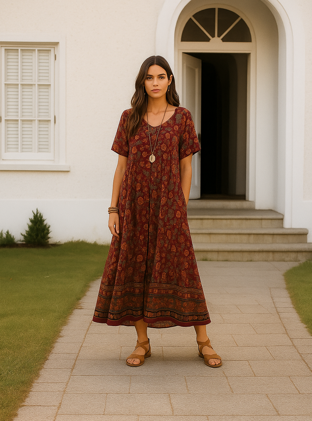 D004 Elsa Boho Midi Dress pdf Sewing Pattern (S-5XL) (A4,A3,A0,Letter) English & Afrikaans