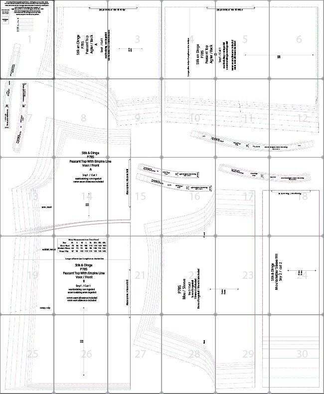 P78S Peasant Top met rekbare Empire-lyn Pdf patroon Standard Sizes XS-4XL (A0, A3, A4) Afr. & Eng Instructions - Image 4