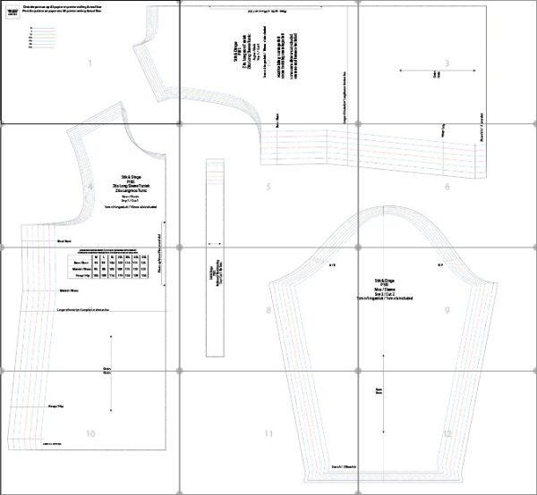 P18S Zita Langmou Tuniek pdf Sewing Pattern, Standards Sizes M-5XL, A0,A3,A4 Afr & Eng. - Image 3