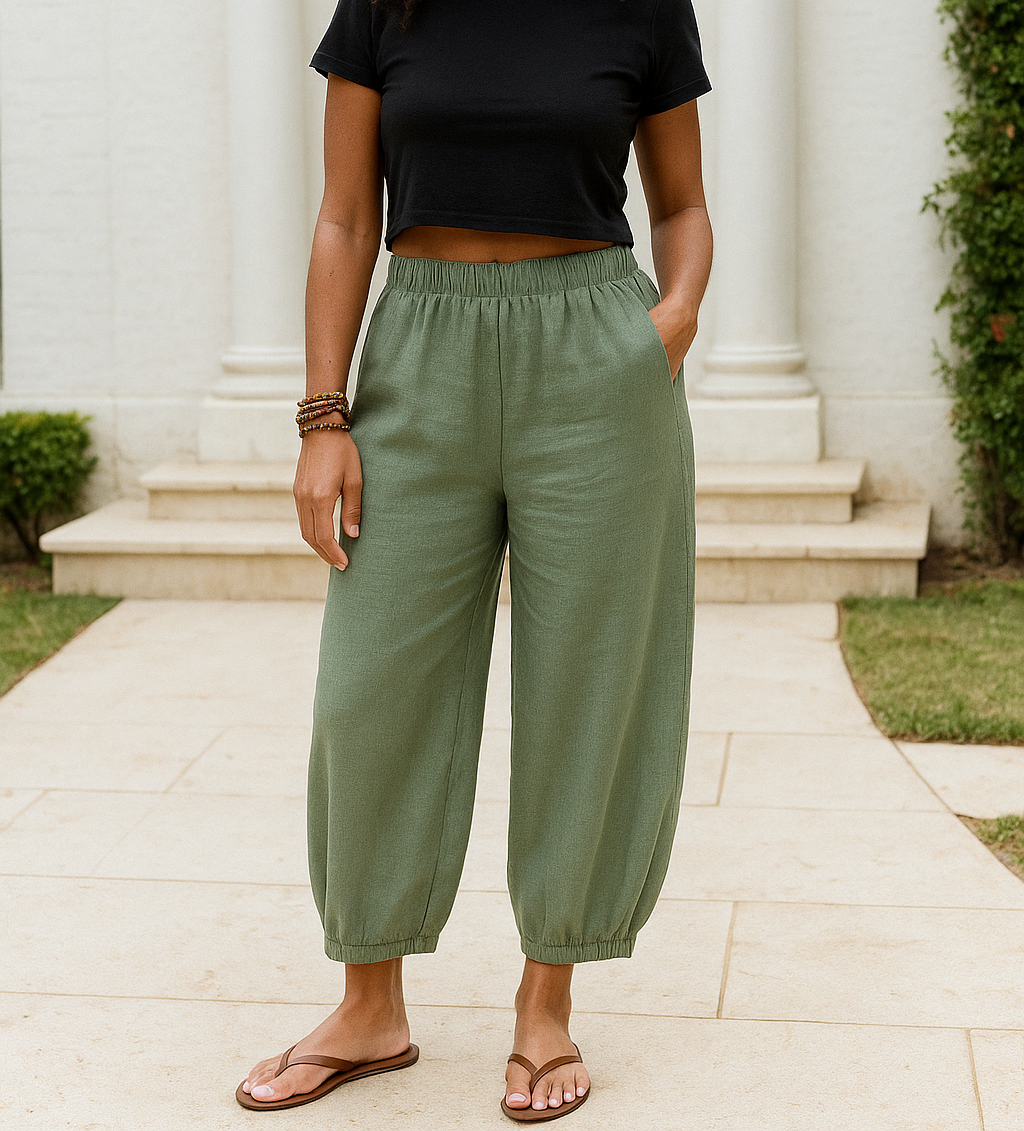 P002 Lospassende broek met ingetrekte pype pdf patroon, S-4XL, A0,A3,A4,Letter size, Eng & Afr