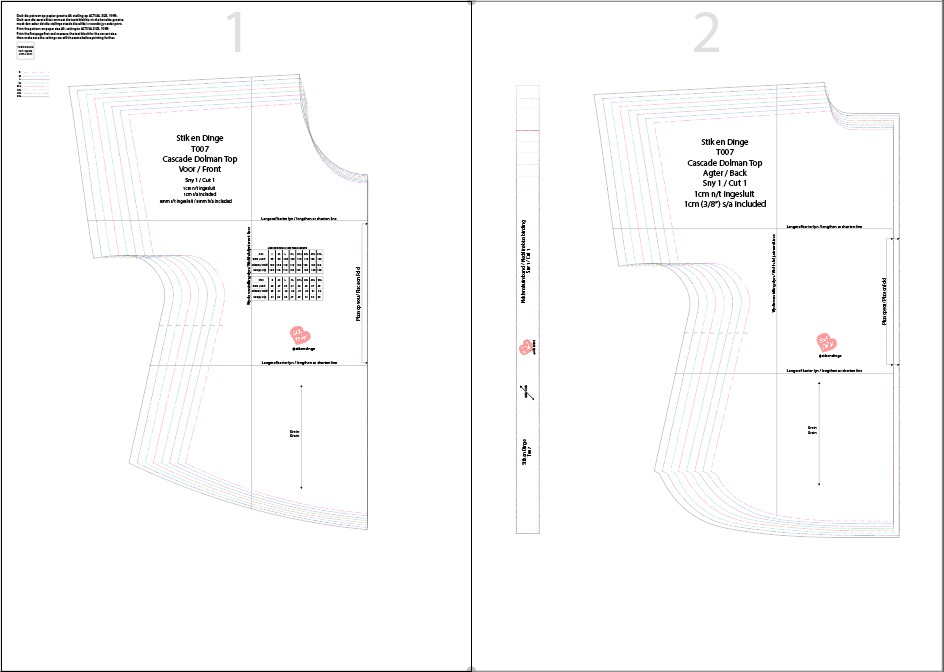 T007 Cascade Dolman Top pdf sewing pattern, S-5XL, A0,A3,A4, Letter size, English & Afrikaans instructions - all included - Image 2