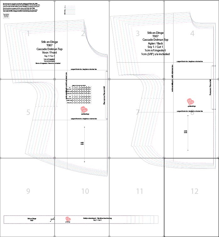 T007 Cascade Dolman Top pdf sewing pattern, S-5XL, A0,A3,A4, Letter size, English & Afrikaans instructions - all included - Image 3