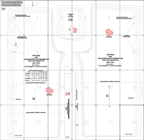 P002 Lospassende broek met ingetrekte pype pdf patroon, S-4XL, A0,A3,A4,Letter size, Eng & Afr - Image 4