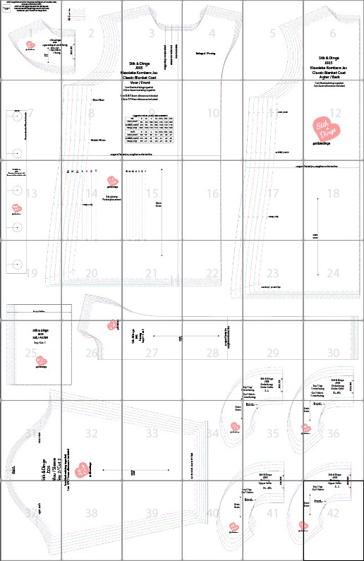 J005 Klassieke Kombers Jas pdf patroon, S-4XL, A0,A3,A4,Letter, Afrikaans & English - Image 3